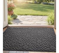 DEXI Felpudo de Entrada 61 x 92 cm, Alfombrilla Antideslizante Duradero, Felpudos Absorbente Lavable, Alfombra Casa Interior para Perro, Puerta, Gris Oscuro