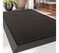 DEXI Felpudo Entrada Casa 43 x 76 cm, Alfombra Antideslizante, Absorbe Suciedad y Humedad, Fácil de Limpiar, Impermeable Alfombrillas para Puerta de Interior y Exterior, Balcón,Jardín, Marrón