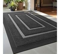 DEXI Felpudo Entrada Casa 44 x 75 cm, Felpudos Antideslizante para Exterior y Interior, Alfombra Absorbe Suciedad y Humedad, Impermeable, Fácil de Limpiar, Rectangular-Gris Oscuro