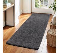 DEXI Felpudo Entrada Casa 60 x 180 cm, Alfombrilla Antideslizante, Lavable a Máquina, Absorbente Alfombra para Puerta Interior y Exterior, Pasillo, Negro-Gris