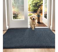 DEXI Felpudo Entrada Casa 80 x 120 cm, Alfombra Entrada Antideslizante, Absorbe Suciedad y Humedad, Alfombrilla Lavable para Puerta Interior, Perro y Pasillo, Azul-Negro