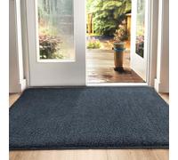 DEXI Felpudo Entrada Casa 90 x 150 cm, Alfombrilla Antideslizante, Lavable a Máquina, Absorbente Alfombra para Puerta Interior y Exterior, Pasillo, Azul-Negro