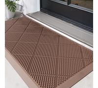DEXI Felpudo Exterior 43 x 90 cm, Felpudos Entrada Casa Antideslizante con Orificios de Drenaje, Duradero e Impermeable Alfombras para Puerta Principal, Balcón, Jardín, Marrón