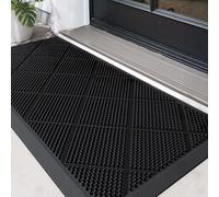 DEXI Felpudo Exterior 43 x 90 cm, Felpudos Entrada Casa Antideslizante con Orificios de Drenaje, Duradero e Impermeable Alfombras para Puerta Principal, Balcón, Jardín, Negro