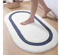 DEXI Oval Alfombra Baño 44 x 76 cm, Alfombras Bañera Antideslizante y Absorbente, Lavable a Máquina, Suave y Cómoda Alfombrilla para Ducha, Azul