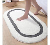 DEXI Oval Alfombra Baño 44 x 76 cm, Alfombras Bañera Antideslizante y Absorbente, Lavable a Máquina, Suave y Cómoda Alfombrilla para Ducha, Gris Oscuro