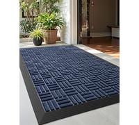 DEXI Tapete de Goma Resistente para Todas Las Estaciones, Resistente a la decoloración, Perfil bajo, fácil de Limpiar, 17 x 29 Pulgadas, Color Azul Laberinto