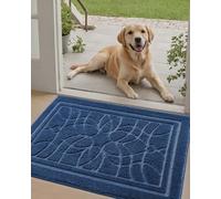 DEXI Tapete para Puerta Delantera para Entrada de casa, 20 x 32 Pulgadas, Antideslizante, Absorbente, tapete Lavable de Perfil bajo para Entrada, Garaje, Patio, Azul Marino