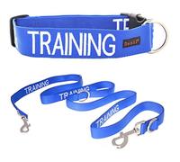 Dexil Entrenamiento (Perro en Entrenamiento/No Molestar) Collar para Perros SM L-XL con código de Color Azul y Juegos de Correas con Mango Acolchado de Neopreno de Lujo Multiusos de 60 cm, 1,2 m,