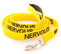 Dexil NERVOUS (Give Me Space/Maybe Unpredictable) - Correa de advertencia amarilla para perro, codificada por colores, acolchada, personalizable, de 1,8 m, para evitar accidentes o incidentes. Ganador
