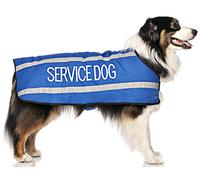 Dexil Perro DE Servicio (No Molestar/El Perro está Trabajando) Abrigos cálidos para Perros con código de Color Azul SML, Reflectantes, Impermeables, con Forro Polar, PREVIENE Accidentes advirtiendo