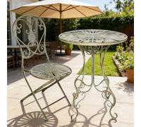 Dexinhdh Conjunto De Bistró De 2 Piezas, Mesa Y Sillas De Hierro Forjado para Interior Y Exterior, Estilo Retro Y Textura Antigua, Mesas Y Sillas De Bistró Impermeables para Jardín