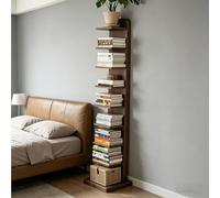 Dexinhdh Estantería Vertical De Madera Tipo Columna, Librería Moderna Abierta con Base Y Sistema Antivuelco, Estante Esquinero Multinivel De Almacenamiento Invisible para Oficina(C,9-Tier)