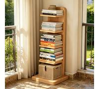 Dexinhdh Estantería Vertical De Madera Tipo Columna, Librería Moderna Abierta con Base Y Sistema Antivuelco, Estante Esquinero Multinivel De Almacenamiento Invisible para Oficina(A,5-Tier)