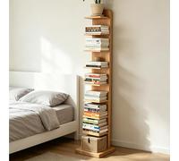 Dexinhdh Estantería Vertical De Madera Tipo Columna, Librería Moderna Abierta con Base Y Sistema Antivuelco, Estante Esquinero Multinivel De Almacenamiento Invisible para Oficina(A,9-Tier)
