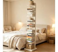Dexinhdh Estantería Vertical De Madera Tipo Columna, Librería Moderna Abierta con Base Y Sistema Antivuelco, Estante Esquinero Multinivel De Almacenamiento Invisible para Oficina(B,9-Tier)