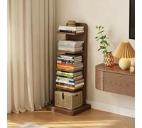 Dexinhdh Estantería Vertical De Madera Tipo Columna, Librería Moderna Abierta con Base Y Sistema Antivuelco, Estante Esquinero Multinivel De Almacenamiento Invisible para Oficina(C,5-Tier)