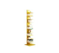 Dexinhdh Estantería Vertical Tipo Columna De 11 Niveles, Librería Moderna Abierta, Estantes Ajustables, Rack De Almacenamiento Metálico De Pie para Oficina, Sala De Estar(Yellow)