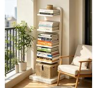 Dexinhdh Estantería Vertical Tipo Columna De 5 Niveles, Moderna Librería Abierta con Base Y Pies Antideslizantes, Dispositivo Antivuelco Y Estructura De Madera, para Oficina, Dormitorio(B)