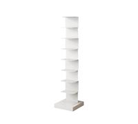 Dexinhdh Estantería Vertical Tipo Columna De Metal, Librería Moderna Abierta con Base Lastrada, Estante De Almacenamiento Estrecho, Compacto Y De Múltiples Niveles para Oficina(White,8-Tier)