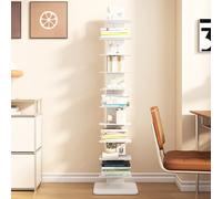 Dexinhdh Estantería Vertical Tipo Columna, Librería Moderna Abierta con Base Y Estantes Ajustables; Expositor Multinivel De Hierro Forjado para Sala De Estar, Comedor, Oficina(White,11-Tier)