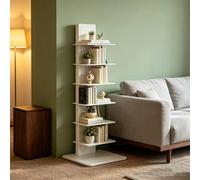 Dexinhdh Estantería Vertical Tipo Columna, Librería Moderna Abierta con Base Y Estantes Ajustables; Expositor Multinivel De Hierro Forjado para Sala De Estar, Comedor, Oficina(White,7-Tier)