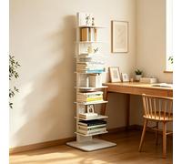 Dexinhdh Estantería Vertical Tipo Columna, Librería Moderna Abierta con Base Y Estantes Ajustables; Expositor Multinivel De Hierro Forjado para Sala De Estar, Comedor, Oficina(White,9-Tier)