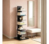 Dexinhdh Estantería Vertical Tipo Columna, Librería Moderna Abierta con Base Y Estantes Ajustables; Expositor Multinivel De Hierro Forjado para Sala De Estar, Comedor, Oficina(Black,7-Tier)