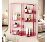 Dexinhdh Estantes De Exhibición Acrílicos De Pared, Organizador De Esmaltes De Uñas Autoadhesivo, Diseño con Borde Elevado, Caja De Maquillaje Transparente Sin Perforaciones(E)