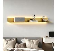 Dexinhdh Estantes Flotantes con Luces LED, Estante De Exhibición Flotante De Metal para Pared con Luz LED Incorporada, Estantería Creativa Moderna para Colgar En La Pared(Gold,60cm)