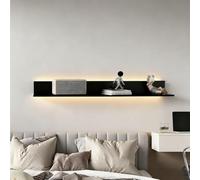 Dexinhdh Estantes Flotantes con Luces LED, Estante De Exhibición Flotante De Metal para Pared con Luz LED Incorporada, Estantería Creativa Moderna para Colgar En La Pared(Black,100cm)