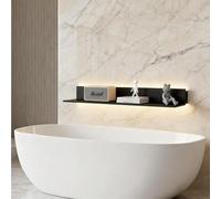 Dexinhdh Estantes Flotantes De Pared De Metal con Luces LED, Estante De Exhibición Flotante, Diseño De Barandilla Anticaída, Ahorra Espacio, Soporte De Exhibición Iluminado(1 Shelf,50cm)