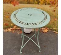 Dexinhdh Mesa Auxiliar De Exterior, Mesa Redonda De Metal Portátil para Patio, Gran Capacidad De Carga, Diseño Hueco, Mesas De Centro Vintage Que Ahorran Espacio para Jardín(Green)