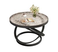 Dexinhdh Mesa de Centro Moderna de Vidrio, Mesa de té Redonda Minimalista, Estructura de Metal Resistente, Fuerte Capacidad de Carga, para Sala de Estar, hogar(Black,80cm)