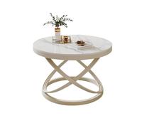 Dexinhdh Mesa de Centro Redonda, Moderna Mesa de té con Piedra Natural Jaspeada, Patas en Forma de X, Estructura de Metal, para Sala de Estar, hogar y Oficina(F,80cm)