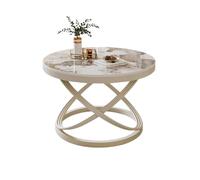 Dexinhdh Mesa de Centro Redonda, Moderna Mesa de té con Piedra Natural Jaspeada, Patas en Forma de X, Estructura de Metal, para Sala de Estar, hogar y Oficina(E,80cm)