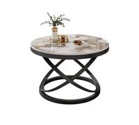 Dexinhdh Mesa de Centro Redonda, Moderna Mesa de té con Piedra Natural Jaspeada, Patas en Forma de X, Estructura de Metal, para Sala de Estar, hogar y Oficina(C,70cm)