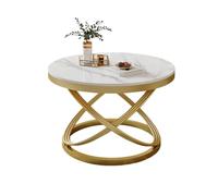 Dexinhdh Mesa de Centro Redonda, Moderna Mesa de té con Piedra Natural Jaspeada, Patas en Forma de X, Estructura de Metal, para Sala de Estar, hogar y Oficina(B,70cm)