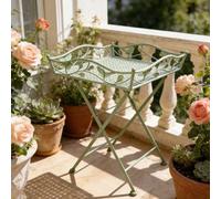 Dexinhdh Mesas Auxiliares Plegables para Exteriores, Mesas De Picnic Portátiles De Estilo Vintage, Estructura En Forma De X, Textura Retro Y Antigua, Mesas De Centro De Hierro Forjado(Green)