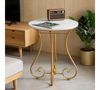 Dexinhdh Mesas De Centro Redondas De Hierro Forjado, Mesas Auxiliares para Interiores Y Exteriores con Patas Antideslizantes Ajustables, Mesa De Bistró Grande para Todo Tipo De Clima(C,55 * 65cm)