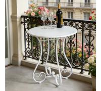 Dexinhdh Mesas De Centro Redondas De Hierro Forjado, Mesas Auxiliares para Interiores Y Exteriores con Patas Antideslizantes Ajustables, Mesa De Bistró Grande para Todo Tipo De Clima(B,47 * 60cm)