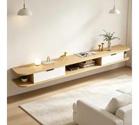 Dexinhdh Mueble De TV Flotante, Consola De TV Montada En La Pared con Cajón, Panel Trasero con Toma De Corriente Oculta, Centro De Entretenimiento Y Multimedia para Sala De Estar(A,140cm)