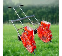 Dexinhdh Sembradora Manual De Ruedas Dobles, Sembradora De Precisión para Jardín con Rueda Compactadora De Suelo Y Resorte De Tornillo, Espaciado Ajustable Entre Plantas para Soja(5 nozzles)