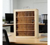 Dexinhdh Taquilla para Teléfono Móvil, Armario De Madera para Cargar Teléfonos Móviles con Asa Y Cerradura, Caja De Metal con Cerradura De Pared Y Puertas Acrílicas para Oficina, Aula(60SLOTS)