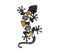 Dexlyn Decoración de jardín de metal Gecko, decoración de pared de metal Escultura de lagarto colgante 20×40 cm Marrón (1)