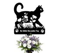 Dexlyn Lápida de metal con grabado para gatos, resistente a la intemperie y personalizable, lápida para mascotas para exteriores (nos falta cada día)