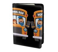 Dexnel 1 funda para pasaporte con impresión de autobús escolar, para viajes, mujeres y hombres, bonita funda para pasaporte de viaje