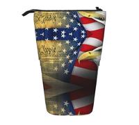 DEXNEL American Eagle - Bonito soporte para lápices de pie, bolsa telescópica, caja de papelería para estudiantes, niñas y niños, Black, Talla única, Organizador de bolsas