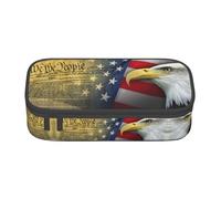 DEXNEL American Eagle - Estuche escolar portátil con cremallera, estuche multifuncional resistente de alta capacidad para niños, Black, Talla única, Organizador de bolsas