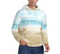 Dexnel Beautiful Beach With Shells - Sudadera con capucha para hombre con forro polar y bolsillo canguro, capucha ajustable, sudadera de invierno, Negro, S